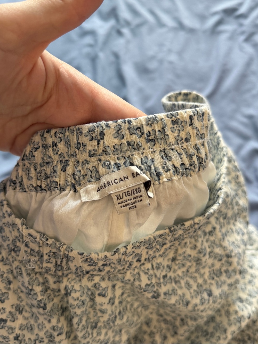 American Eagle Outfitters Cream Maxi Skirt with Light Blue Floral Print - Picture 2 of 3